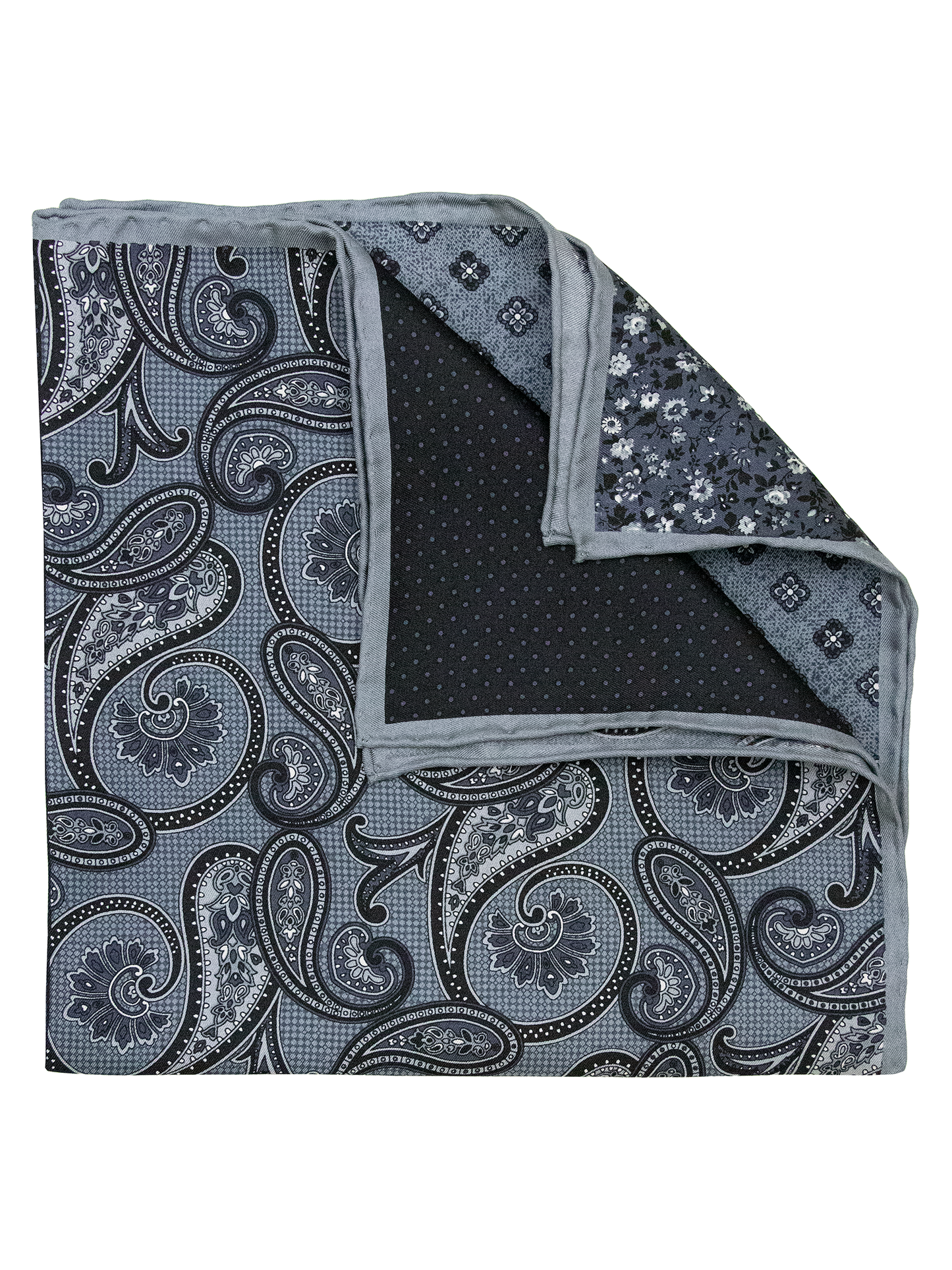 Heritage House 38286 Pocket Square - Neat - Black/Silver