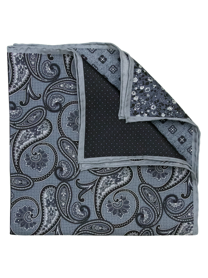 Heritage House 38286 Pocket Square - Neat - Black/Silver