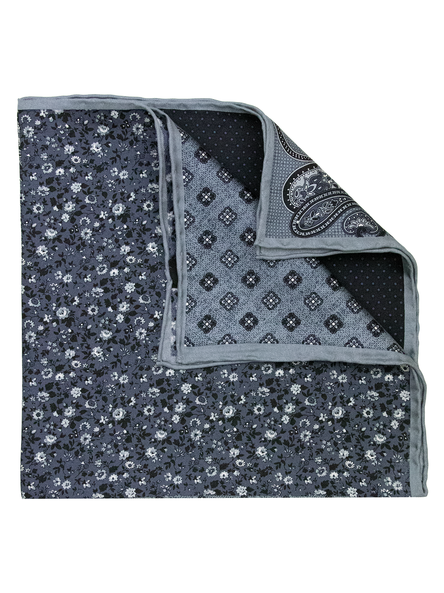 Heritage House 38286 Pocket Square - Neat - Black/Silver