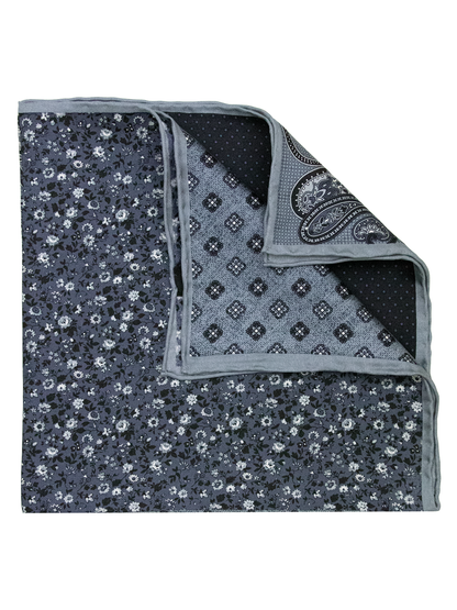 Heritage House 38286 Pocket Square - Neat - Black/Silver