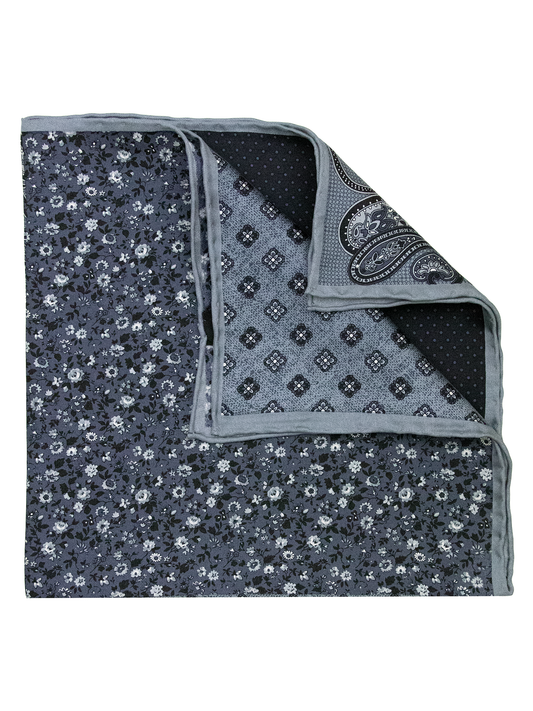 Heritage House 38286 Pocket Square - Neat - Black/Silver