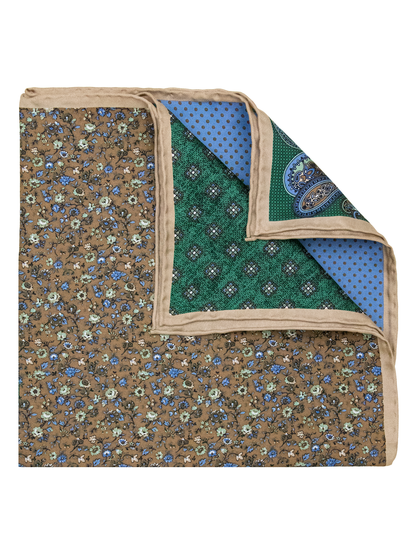 Heritage House 38287 Pocket Square - 4-in-1 - Green/Beige/Powder