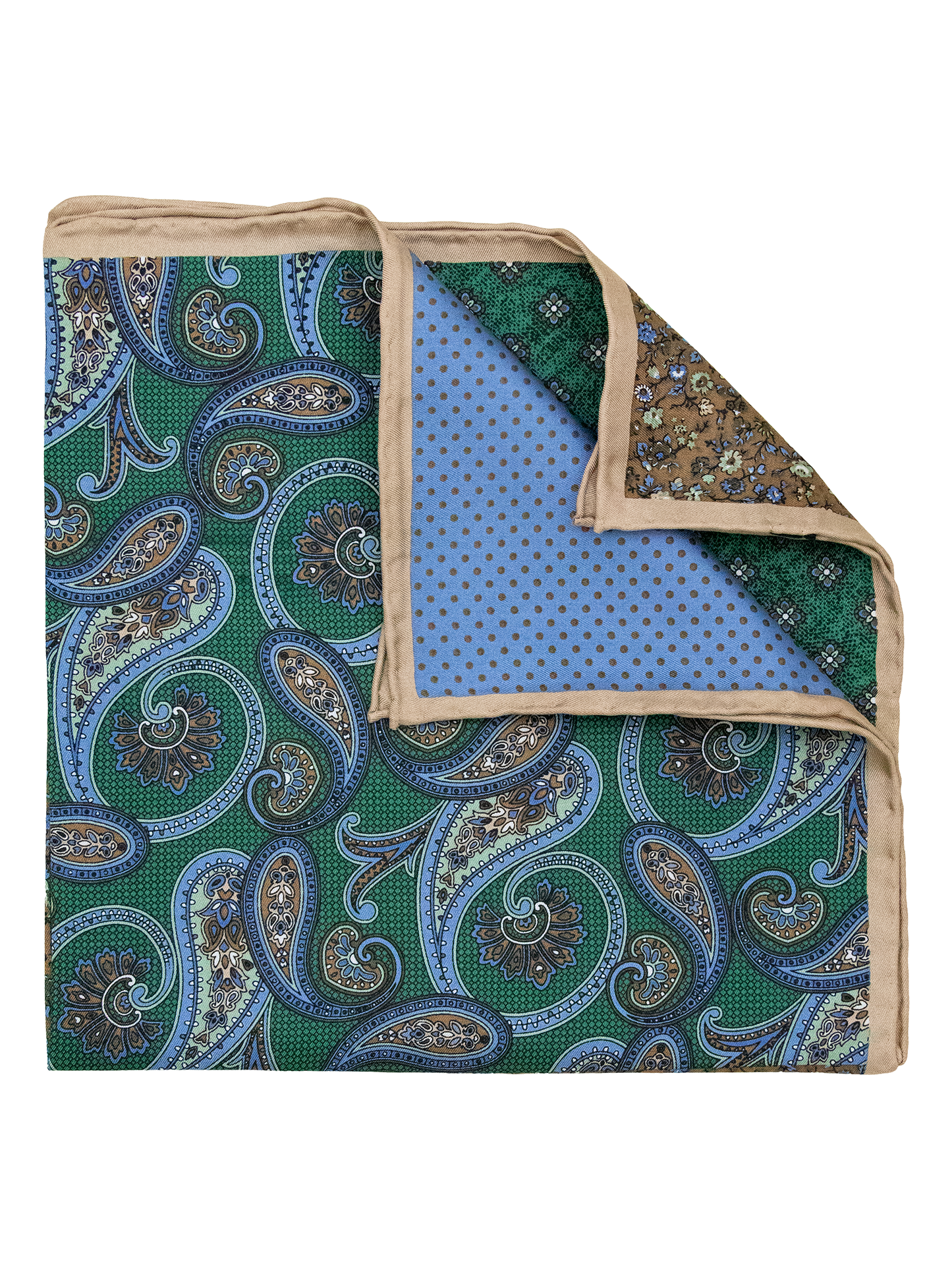 Heritage House 38287 Pocket Square - 4-in-1 - Green/Beige/Powder