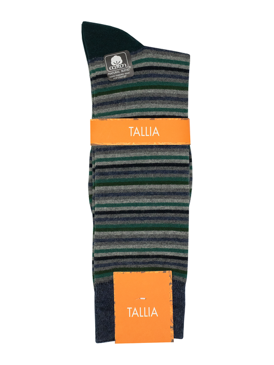 Tallia 38460 Young Men's Socks - Stripe - Green/Grey