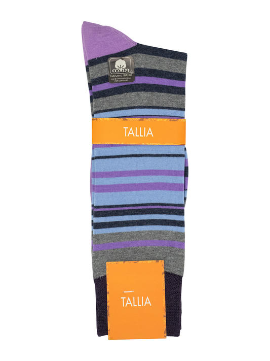 Tallia 38462 Young Men's Socks - Stripe - Purple/Blue