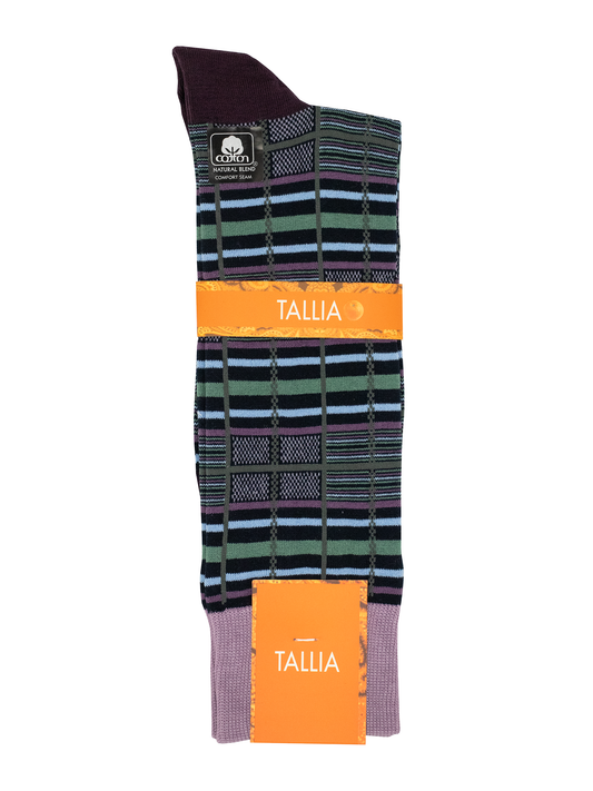 Tallia 38464 Young Men's Socks - Stripe - Purple/Green