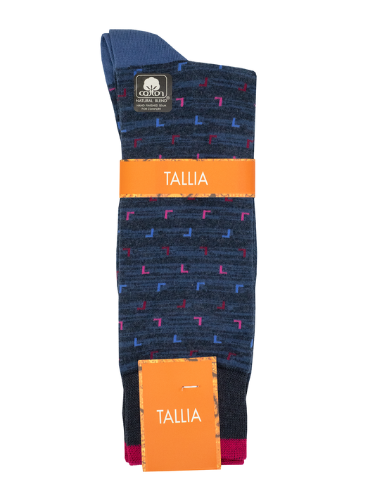 Tallia 38471 Young Men's Socks - Neat - Navy/Pink