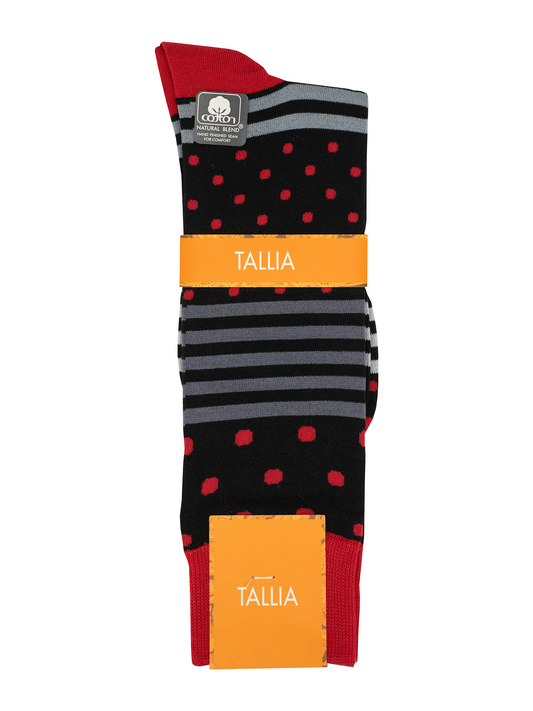 Tallia 38476 Young Men's Socks - Neat - Black/Red