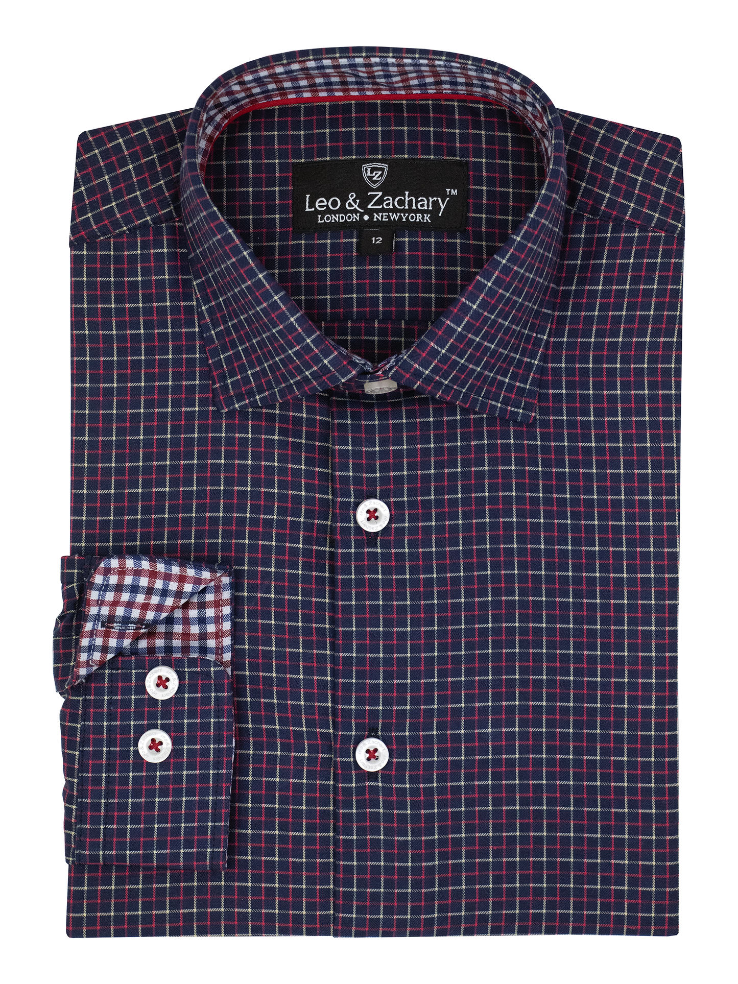 Leo & Zachary 38993 Boy's Long Sleeve Sport Shirt - Gingham - Red