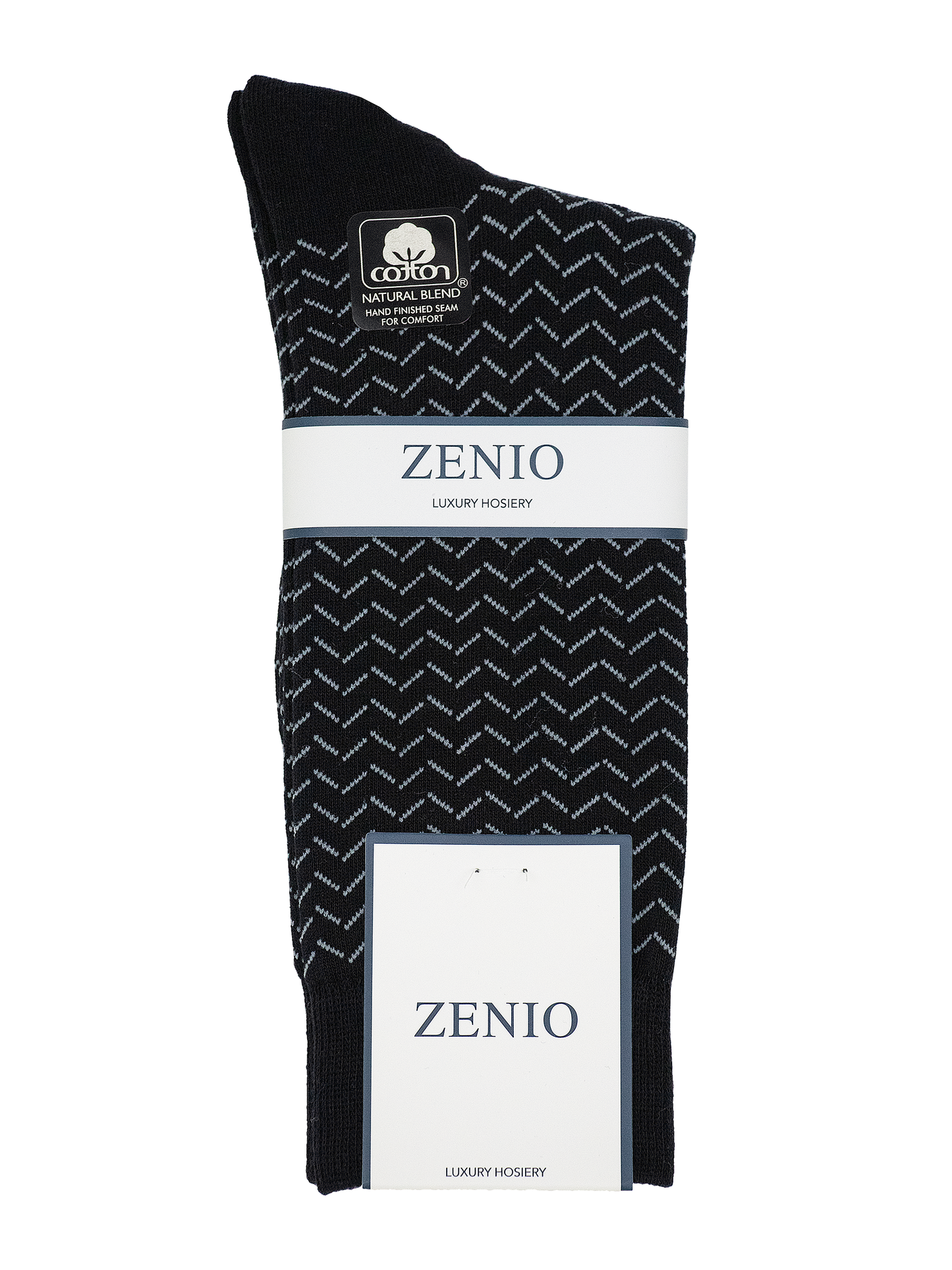 Zenio 39097 Boys' Socks - Chevron - Black/White