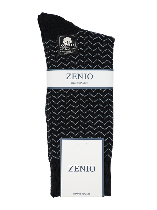 Zenio 39097 Boys' Socks - Chevron - Black/White
