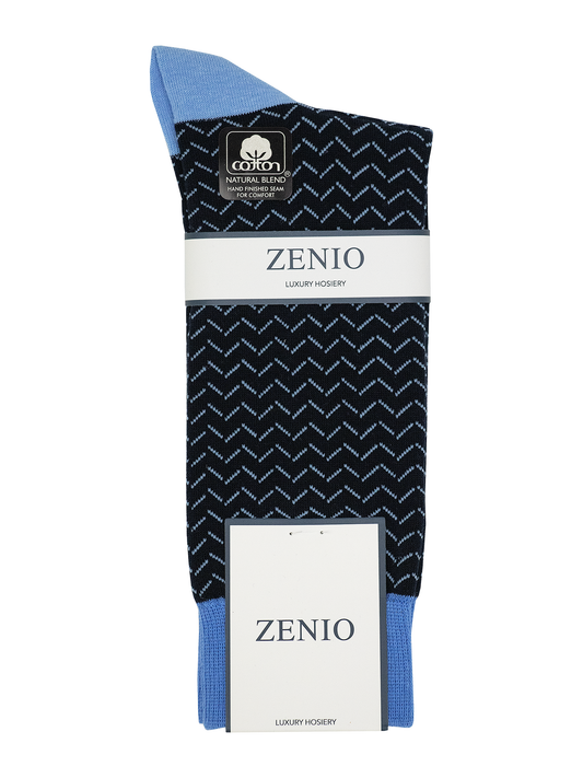 Zenio 39100 Boys' Socks - Chevron - Blue/Navy