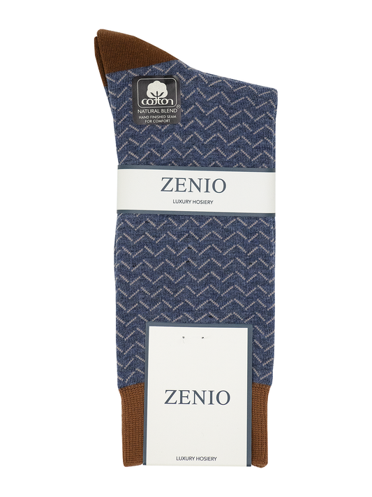 Zenio 39103 Boys' Socks - Chevron - Slate/Beige