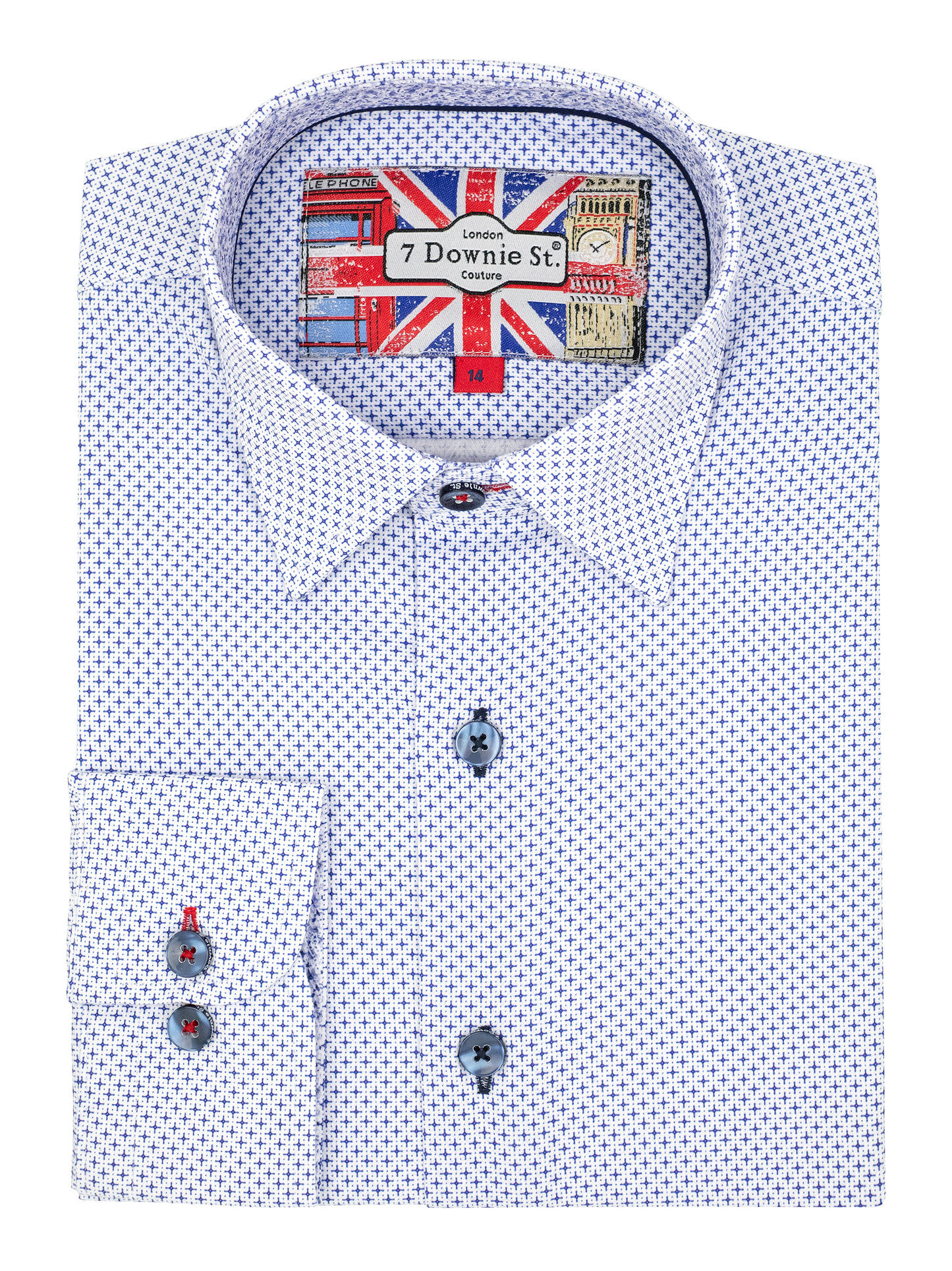 7 Downie St. 39240 Boy's Long Sleeve Sport Shirt - Neat - Blue