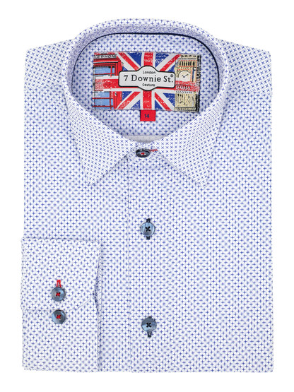7 Downie St. 39240 Boy's Long Sleeve Sport Shirt - Neat - Blue