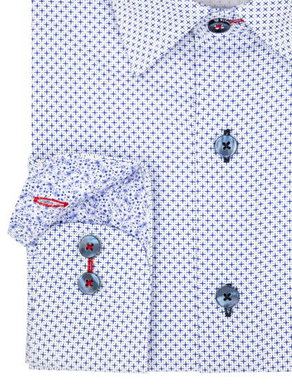 7 Downie St. 39240 Boy's Long Sleeve Sport Shirt - Neat - Blue