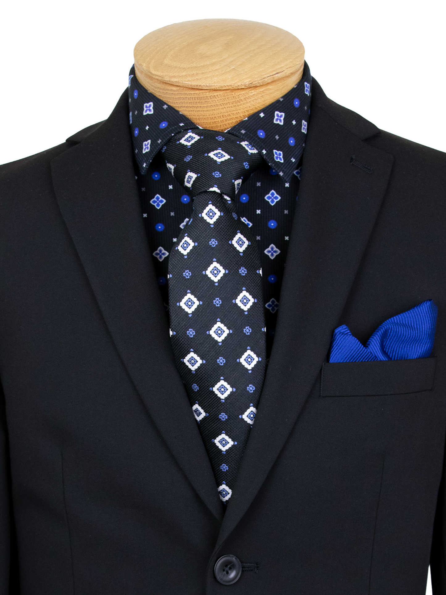 Boys suit with patterned shirt