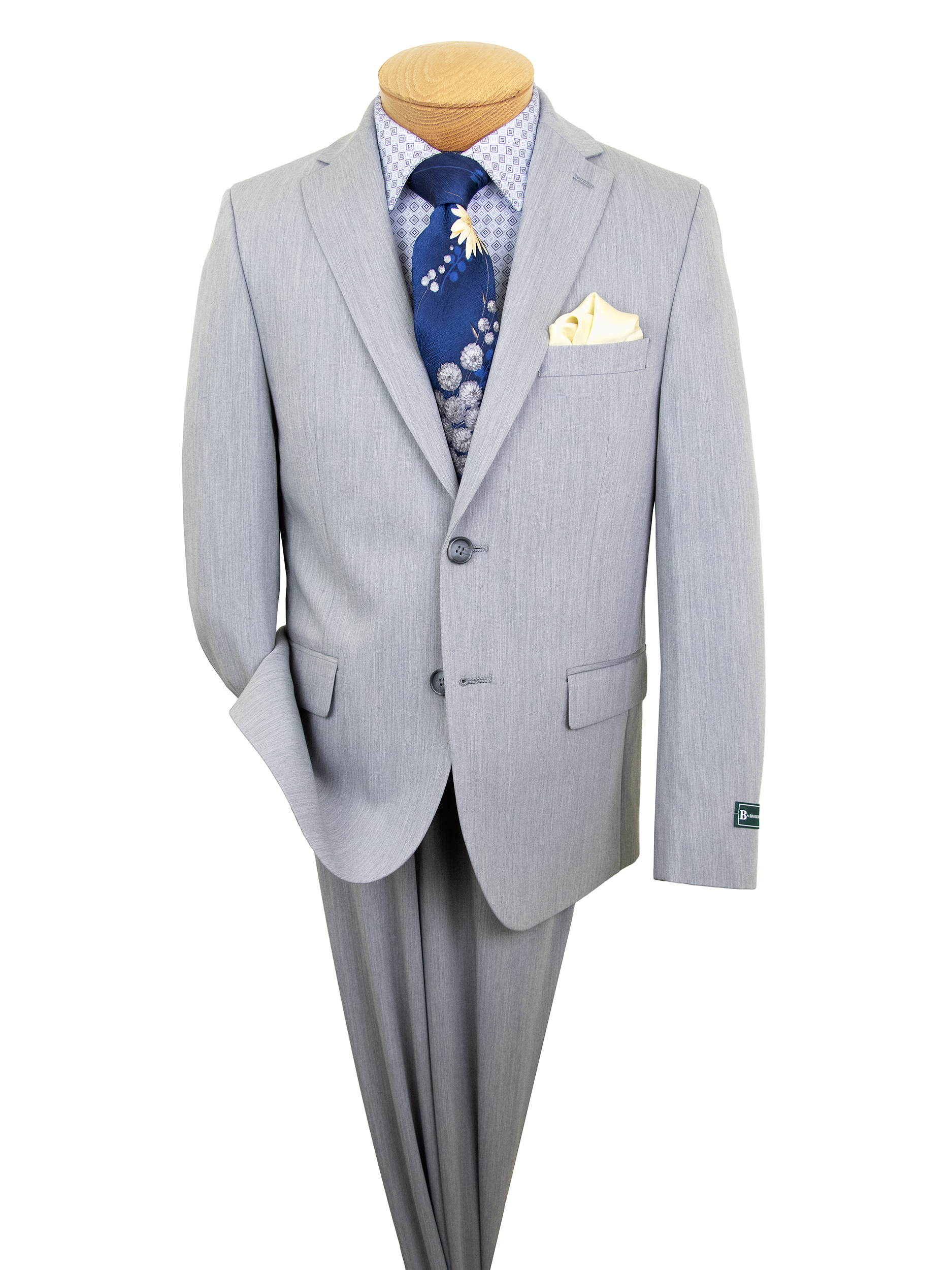 B by Brooks Brothers Big Boys Classic Fit Stretch Suit Jacket - Light Gray