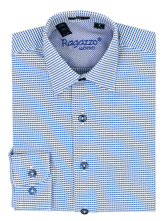 Ragazzo 39555 Boy's Long Sleeve Sport Shirt - Neat - Navy
