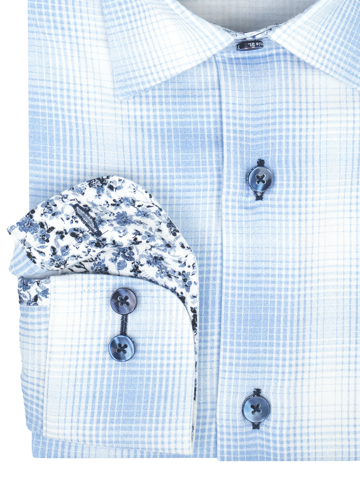 7 Downie St. 39646 Boy's Long Sleeve Sport Shirt - Gradient Plaid - Blue