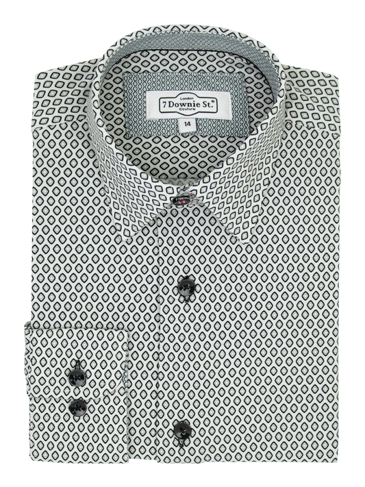 7 Downie St. 39653 Boy's Long Sleeve Sport Shirt - Neat - Black/Grey