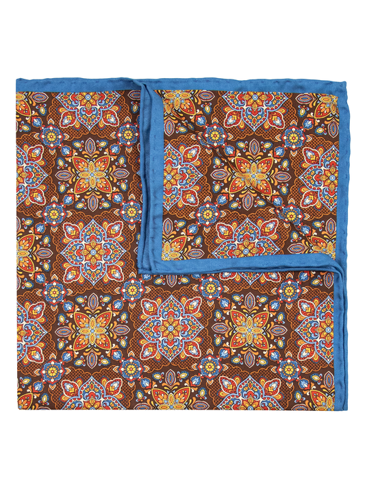 Heritage House 39680 Pocket Square - Geo - Brown/Blue