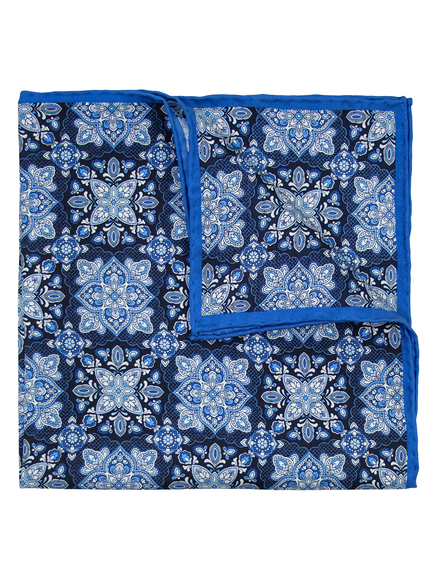 Heritage House 39681 Pocket Square - Geo - Navy/Sky