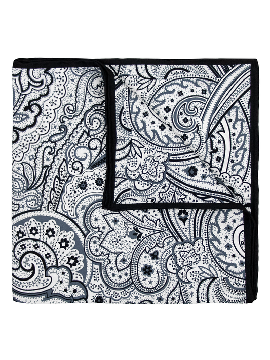 Heritage House 39683 Pocket Square - Paisley - White/Black