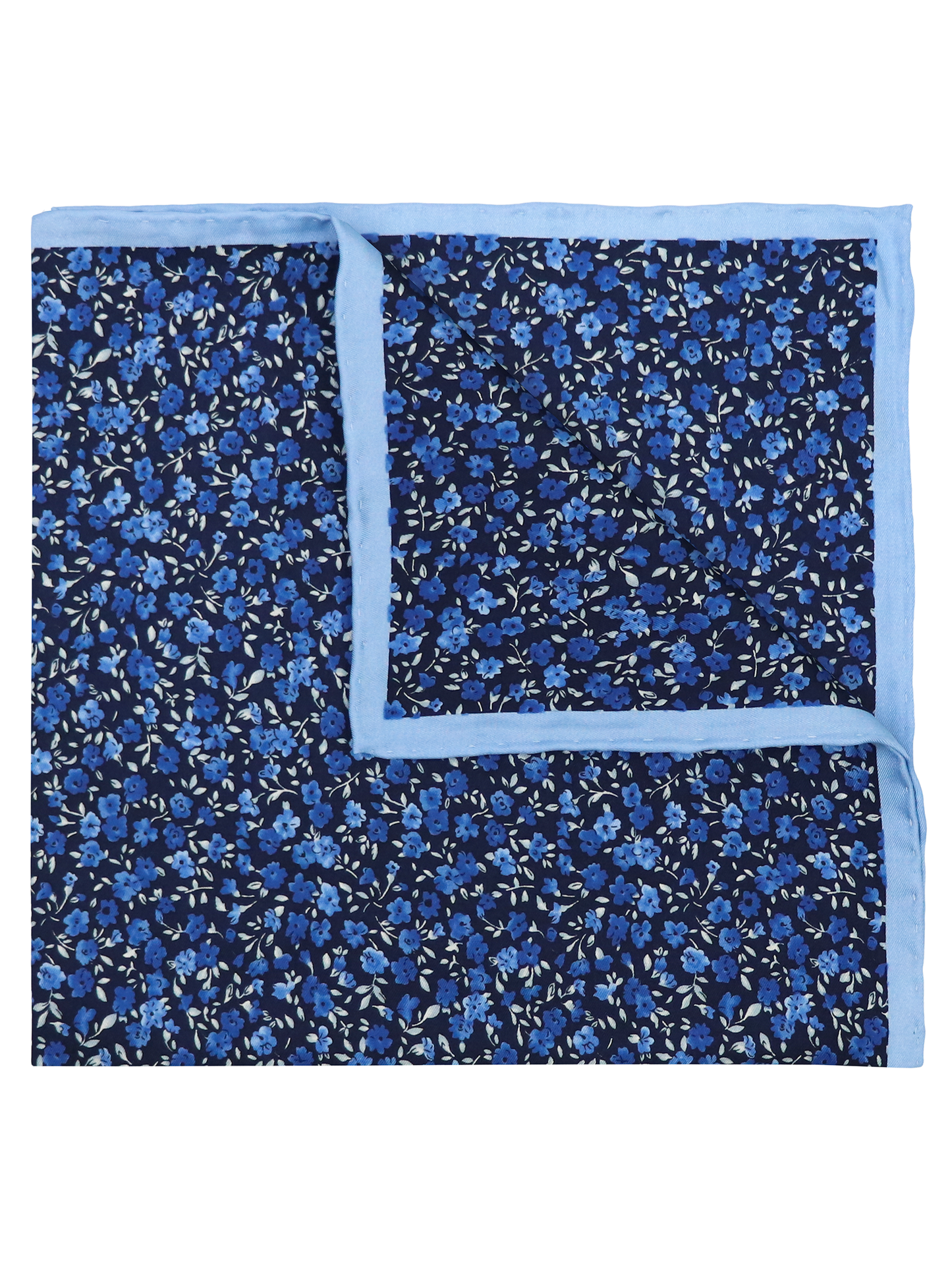 Heritage House 39686 Pocket Square - Floral - Navy/Sky