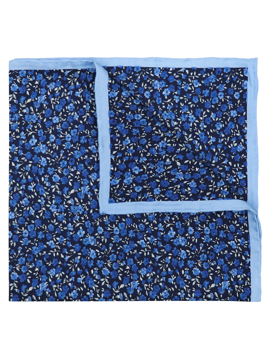 Heritage House 39686 Pocket Square - Floral - Navy/Sky