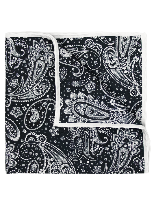 Heritage House 39688 Pocket Square - Paisley - Black/White