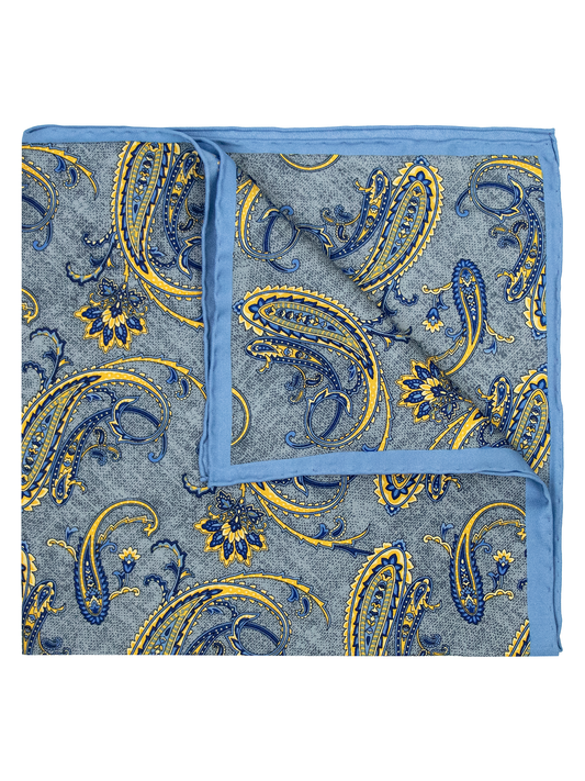 Heritage House 39690 Pocket Square - Paisley - Grey/Powder