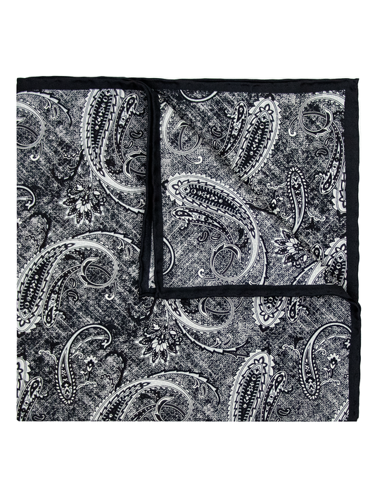 Heritage House 39691 Pocket Square - Paisley - Grey/Black