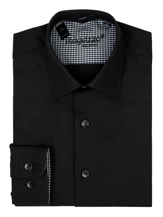 Ragazzo 39729 Boy's Dress Shirt - Diagonal Tonal - Black