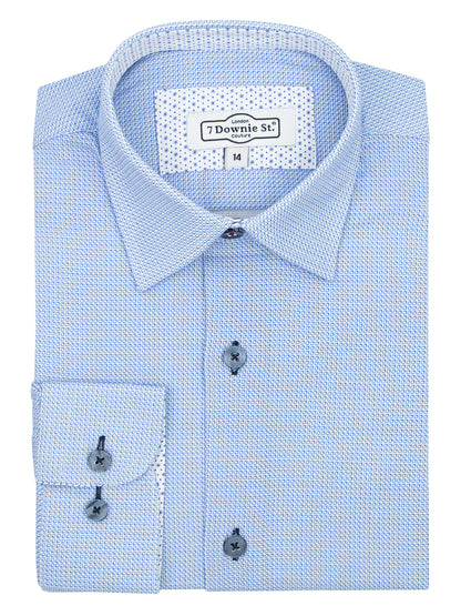 7 Downie St. 39758 Boy's Long Sleeve Sport Shirt - Neat - Blue