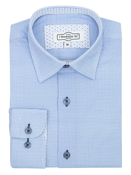 7 Downie St. 39758 Boy's Long Sleeve Sport Shirt - Neat - Blue