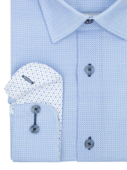 7 Downie St. 39758 Boy's Long Sleeve Sport Shirt - Neat - Blue