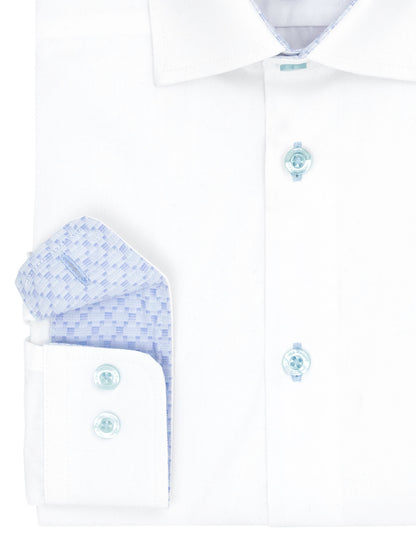 Leo & Zachary 39822 Boy's Long Sleeve Sport Shirt - Solid - White/Blue