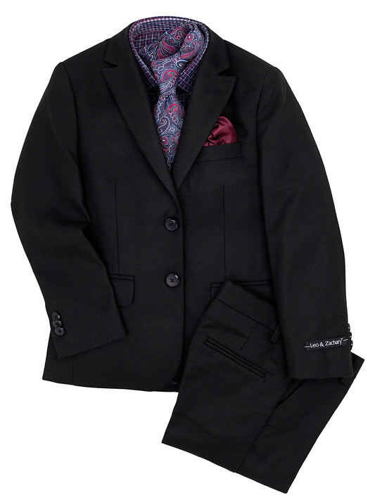 Leo & Zachary 39833 Boy's Suit - Diagonal Tonal - Black