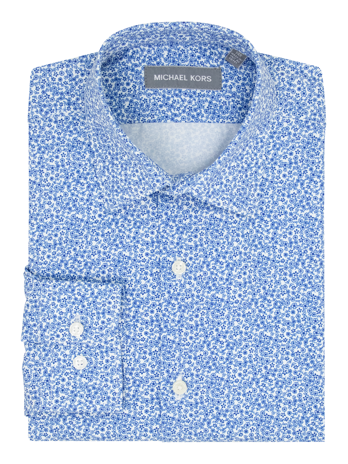 Michael Kors 39941 Boy's Dress Shirt - Floral - White/Blue