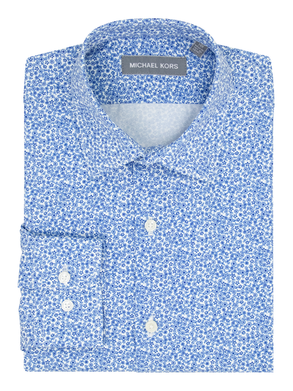 Michael Kors 39941 Boy's Dress Shirt - Floral - White/Blue