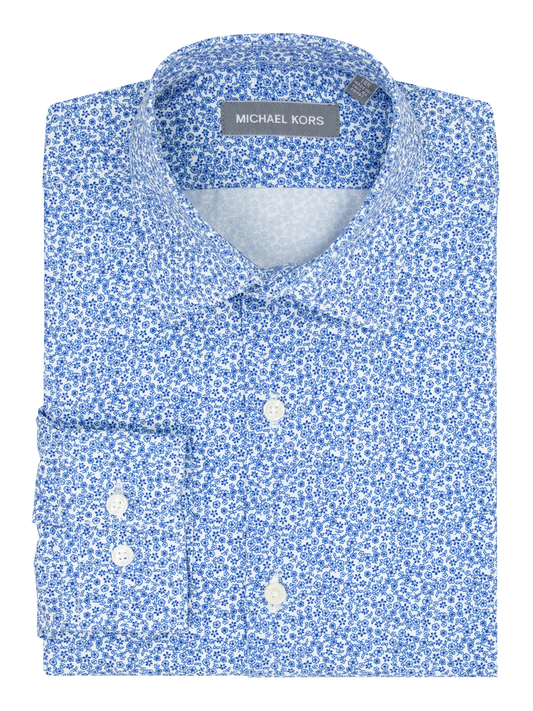 Michael Kors 39941 Boy's Dress Shirt - Floral - White/Blue