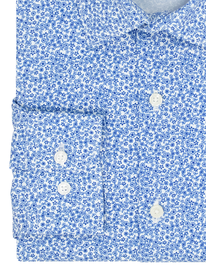 Michael Kors 39941 Boy's Dress Shirt - Floral - White/Blue