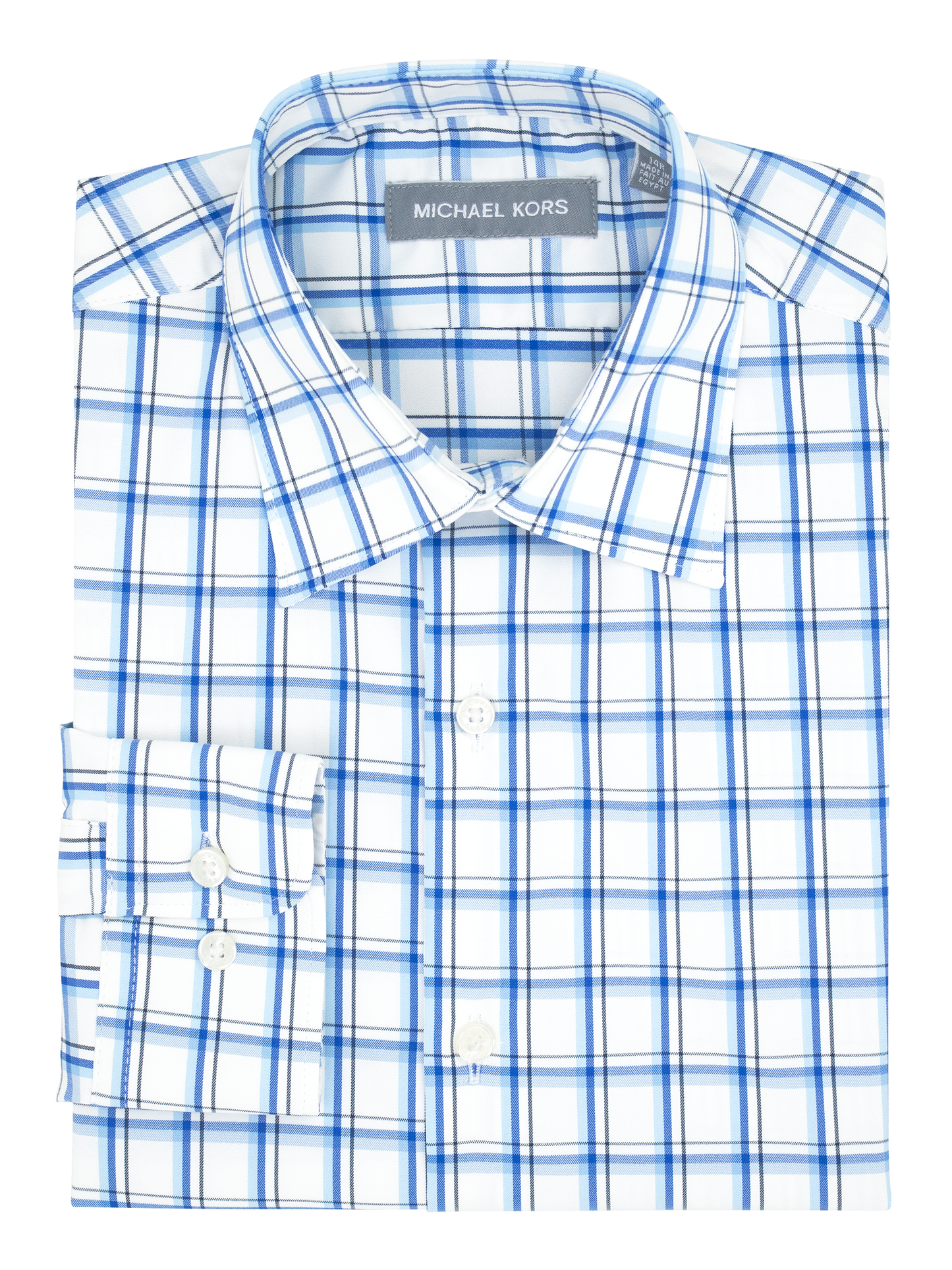 Michael Kors 39955 Boy's Dress Shirt - Plaid - Blue/White