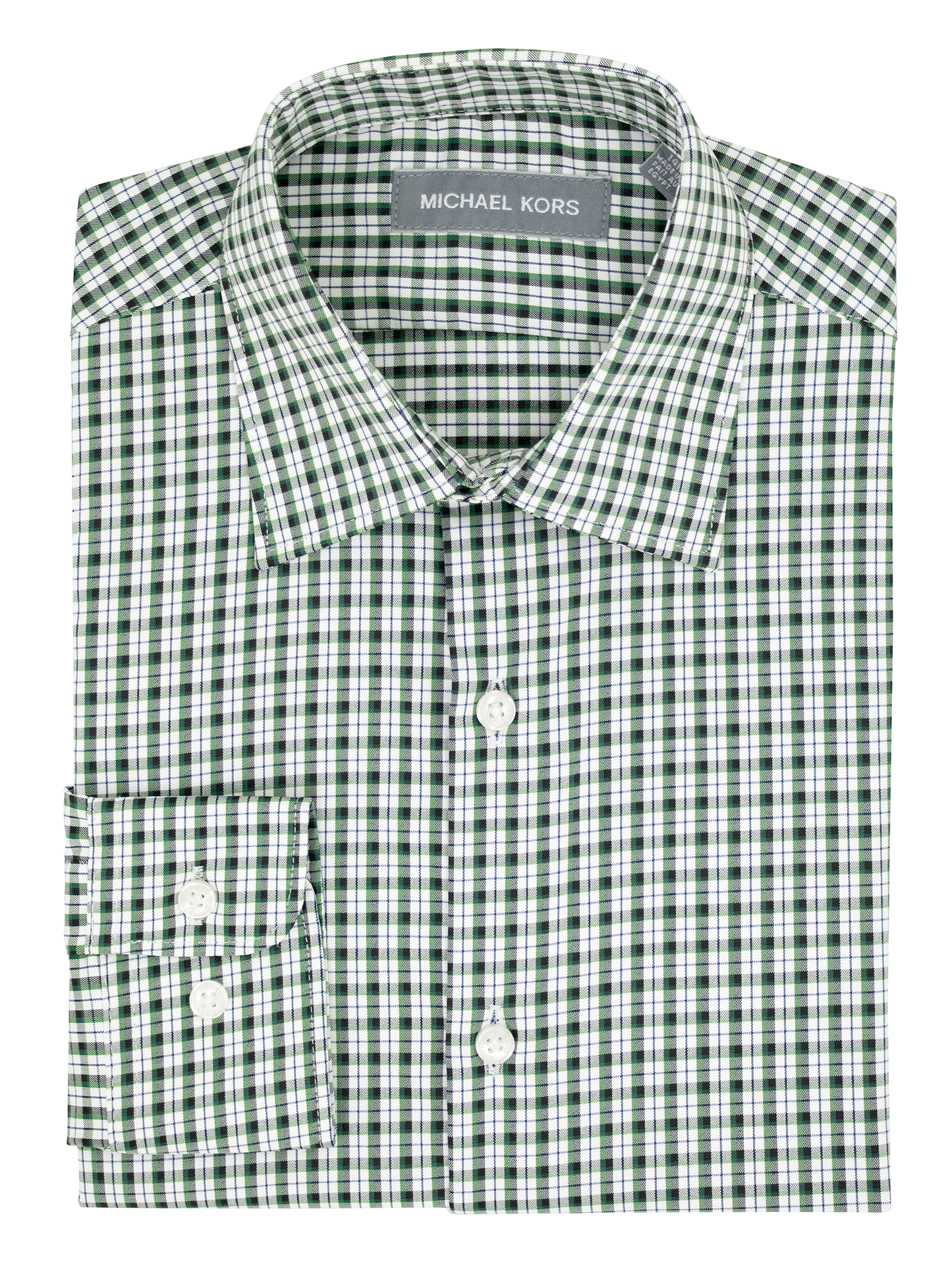 Michael Kors 39962 Boy's Dress Shirt - Plaid - Green/White