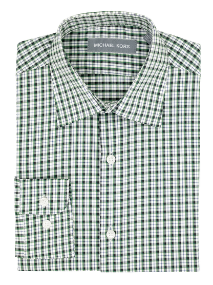 Michael Kors 39962 Boy's Dress Shirt - Plaid - Green/White