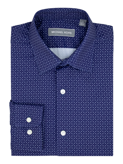 Michael Kors 39969 Boy's Dress Shirt - Polka Dot - Indigo