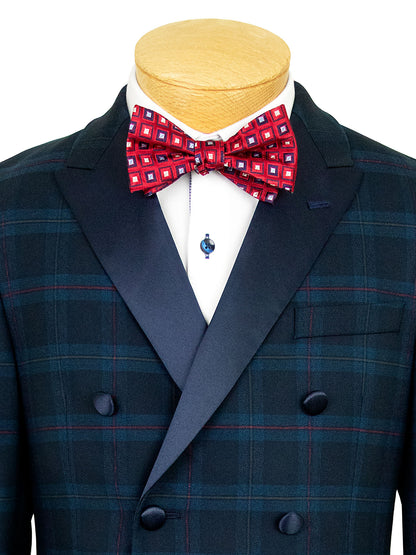 B by Brooks Brothers 40021 Boy's Dinner Jacket - Plaid - Navy