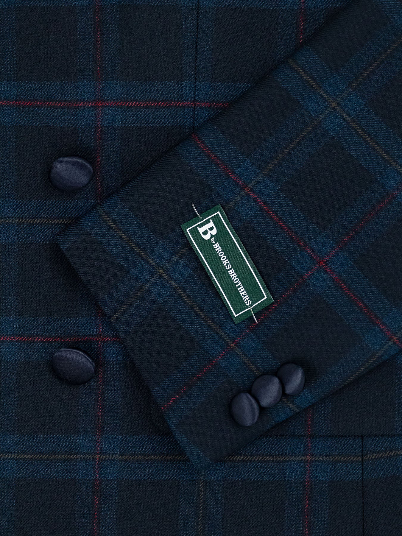 B by Brooks Brothers 40021 Boy's Dinner Jacket - Plaid - Navy