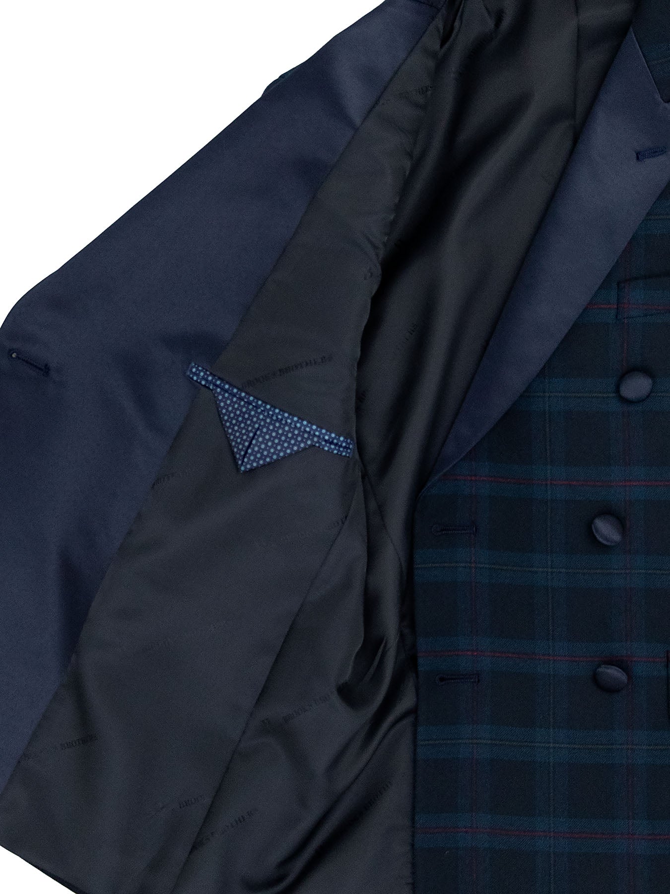 B by Brooks Brothers 40021 Boy's Dinner Jacket - Plaid - Navy